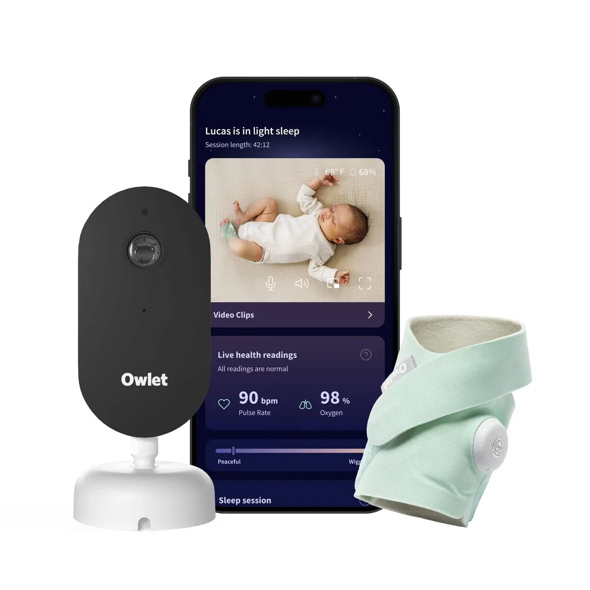 Owlet Dream Duo (Gen 3) - All-in-One Smart Baby Monitoring Bundle with Sock & 2K HD Cam